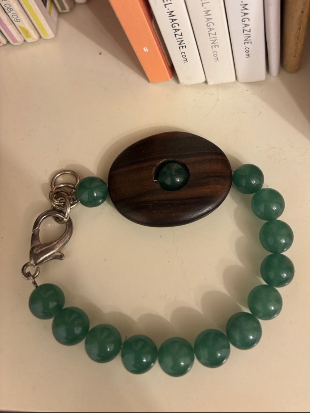 Green Beaded Wood Accent Bracelet - Women Jewelry